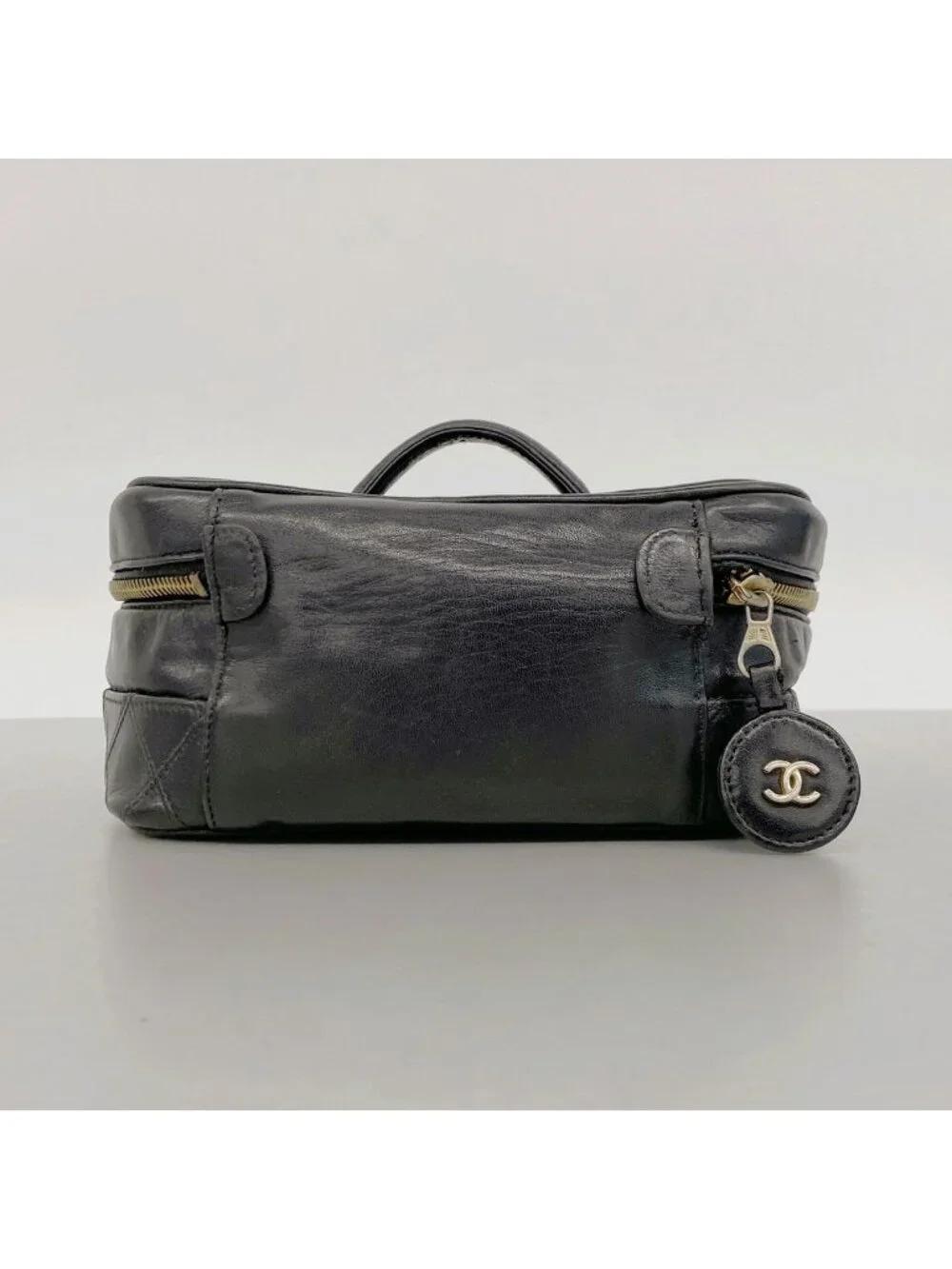 Chanel Vanity Bag Bicolor Lambskin Black Gold